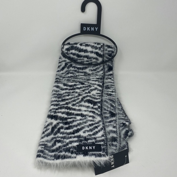 DKNY Fuzzy Animal Print Beanie Hat and Scarf Set - Picture 4 of 15